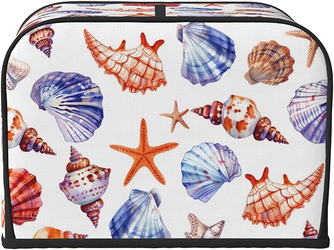 Beach Seashells Covers for 4 Slice Toasters,Cute Country Bread Machine Cover with Handle,Washable Stain Resistant Kitchen Small Appliance Cover Dining Decor