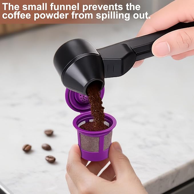 Palksky Coffee Scoop & Funnel for Reusable K Cup Refillable Coffee Pods, 2 Tablespoon Slide Coffee Measuring Funnel Scooper,1PCS