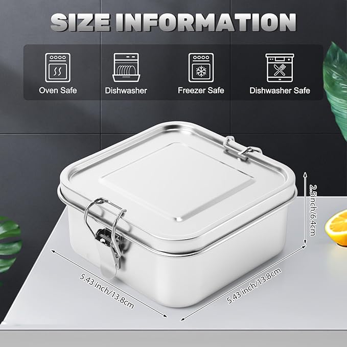 Umigy 4 Pcs Stainless Steel Food Containers 750ml Metal Bento Lunch Box Stainless Steel Food Storage Containers, Lockable Clips to Leak Proof, Reusable Dishwasher Snack Boxes for Work