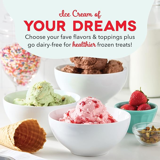 Dash Deluxe Gelato & Ice Cream Maker - HomeMade Dessert Maker with One-Touch Churning - Space-Saving Design & Easy to Clean - 2 Quarts, Cream