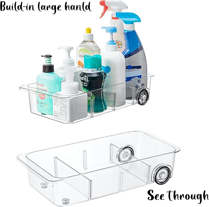 Fridge Organizer Bins With Wheels, 2 Pack Roll Out Refrigerator Organizers And Storage Refrigerator Drawer With Dividers, Upgrade Thick Plastic Pantry Storage Bins, Kitchen Organization