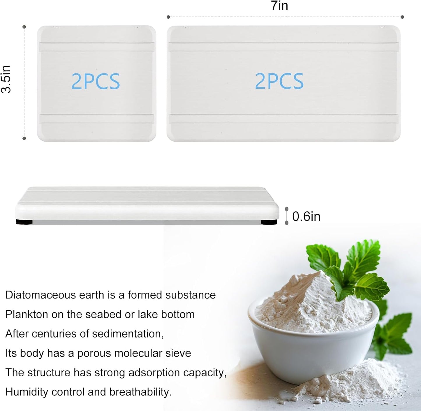 4PCS Stone Drying Trays for Bathroom Sink, Water Absorbing Stone Tray, Water Absorbent Diatomaceous Earth Tray and Coaster, Diatomite Soap Dish, Drying Stones Soap Trays for Kitchen Counter