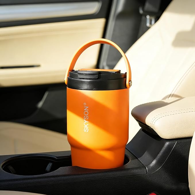 Portable Coffee Maker Mug for Travel,Mini Espresso Coffee Machine,20 oz Thermos Cup with Lid Fast Extraction Electric Filter Brewer,Insulated Stainless Steel Tumbler(Red)