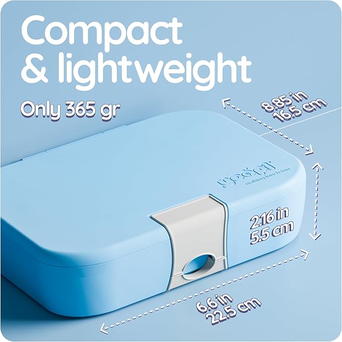 YOOPI Lunch Boxes for Kids–Toddler Bento Box with 4 Leakproof Compartment Food Bentobox Container,Lunch Box for School with Lunchbox Containers, Lightweight Sandwich Box & Snack Box (Light Blue)