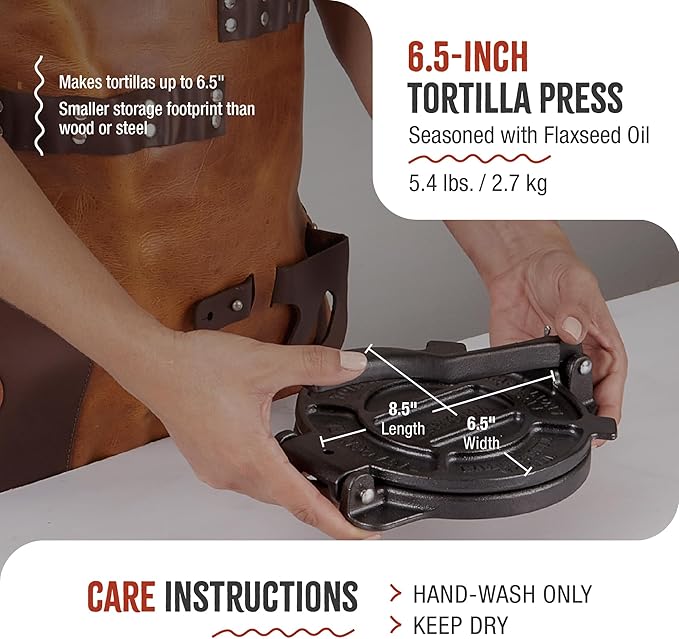 Victoria Cast Iron Tortilla Press, Tortilla and Roti Maker, Made in Colombia, 6.5 Inches