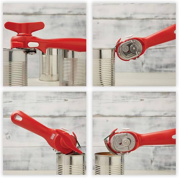 Kuhn Rikon Auto Safety LidLifter/Can Opener with Ring-Pull, 8 x 2.5 x 2.75 inches, Red