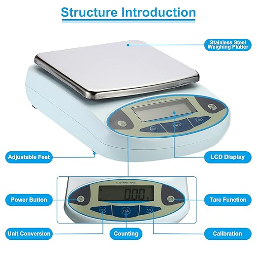 PATIKIL Lab Scale 3000gx0.01g, High Precision Electronic Analytical Balance Sensitive, Digital Precision Scale for Jewelry Laboratory Science