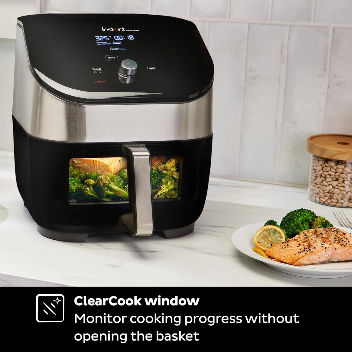Instant Pot Vortex Plus 6QT Air Fryer with Odor Erase Technology,6-in-1 Functions that Crisps,Roasts, Broils,Dehydrates, Bakes & Reheats, 100+In-App Recipes, from the Makers of Instant Pot,1700W,Black