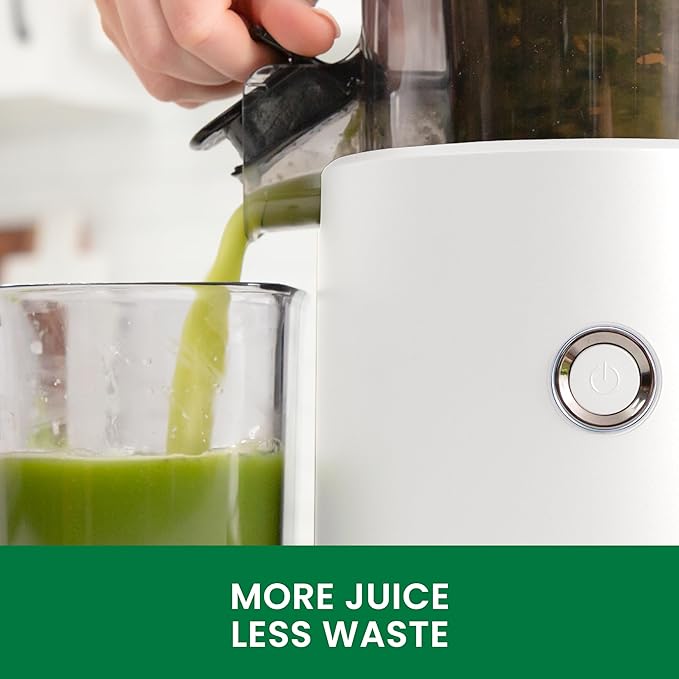 Omega Cold Press Juicer - Hands Free Vegetable and Fruit Masticating Juicer Machine with 68-oz. capacity, Extra Large Hopper for No-Prep and Whole Recipe Batch Juicing, Easy Clean, 150-Watts, White