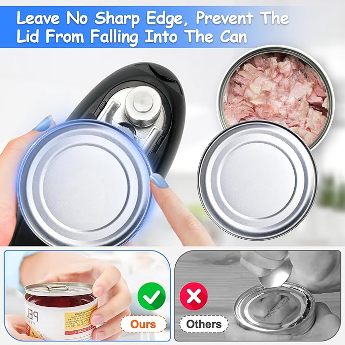 Electric Can Opener, Can Opener Electric Fits All Can Sizes, One Touch USB Rechargeable Electric Can Opener for Kitchen and Seniors with Arthritis, Chef, Automatic Can Opener, Portable Kitchen Gadgets