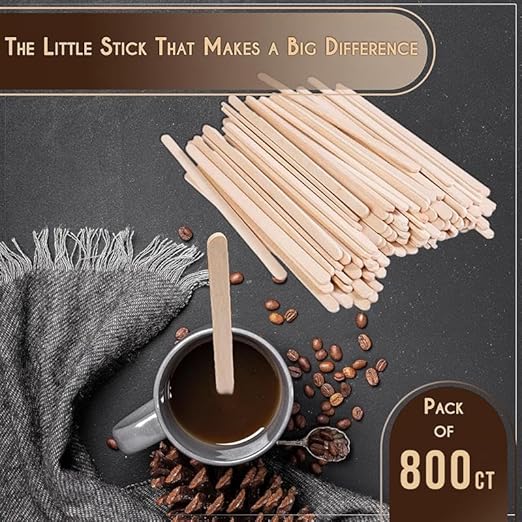 Perfect Stix Premium Wooden Coffee Stirrer Sticks, Thick Birch Wood 1000 Count, 5.5" Inches. Eco-Friendly Wooden Stirrers (5.5Inches / 1000PC) (Pack of 10)