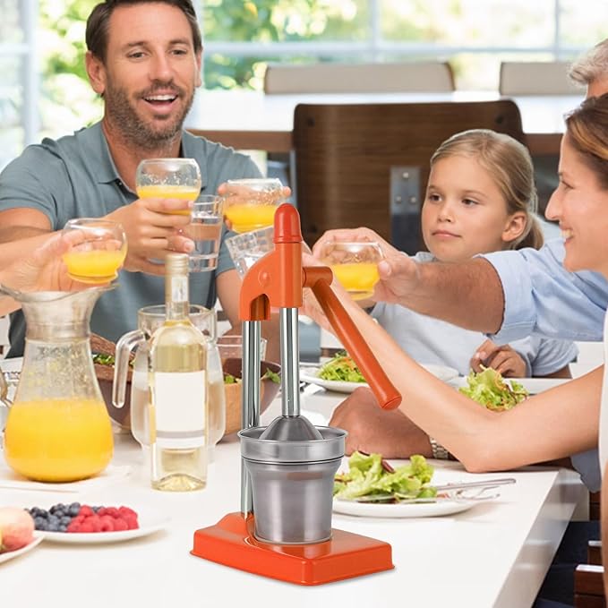 Cast Iron Juicer Hand Press, Manual Juicer Stainless Steel Lemon Squeezer Home Decor, Heavy Duty Countertop Lime Citrus Crush Machine for Fresh Lemonade Orange Juice, Easy to Clean