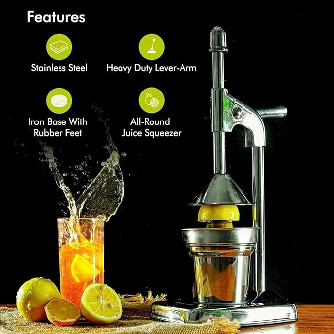 Cast Iron Juicer Hand Press, Stainless Steel Lemon Squeezer, With Non-skid Cup Baseeffort Saving Lever for Fresh Lemonade Orange Juice, Easy To Use, Home And Kitchen Essentials