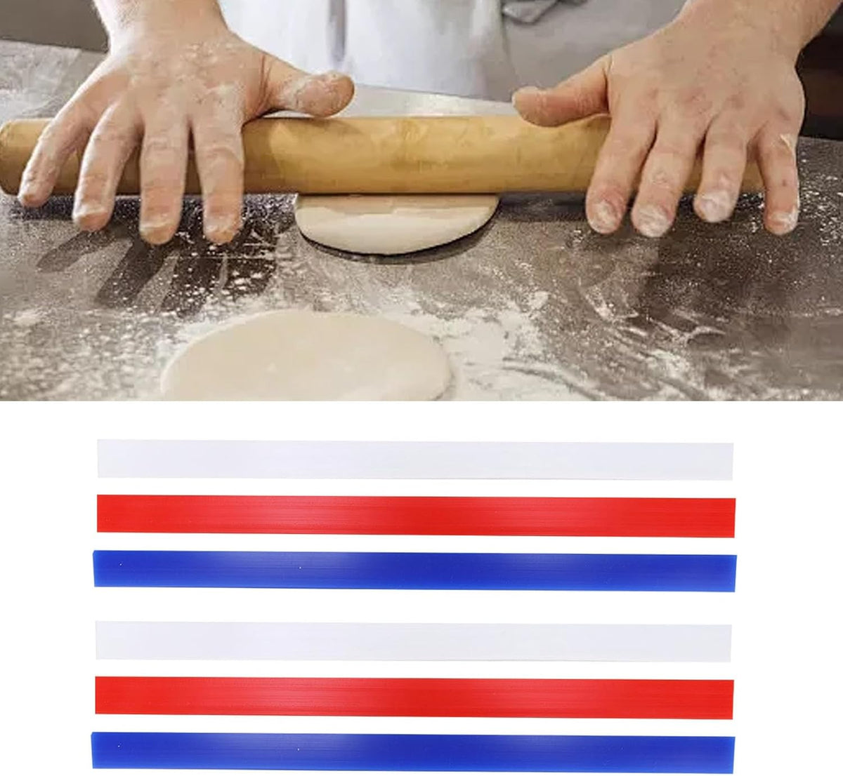 6PCS Silicone Rolling Pin Guides, 2/4/6 mm Guide Sticks Baking, Professional Silicone Ruler Guide, for Pastry Cookies Baking Kitchen Restaurant