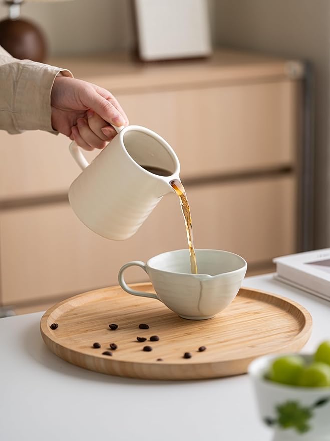 Pour Over Coffee Maker,Ceramic Coffee Maker With 40 pcs Paper Filter，15oz/450ml Pour Over Coffee Dripper (White, V02)