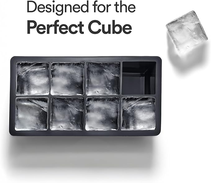 Ice Cube Molds – Large Silicone Ice & Sphere Mold Combo with Built-In Easy-Fill Funnel 2-Inch Round & Square Whiskey Ice Molds for Cocktails & Bourbon
