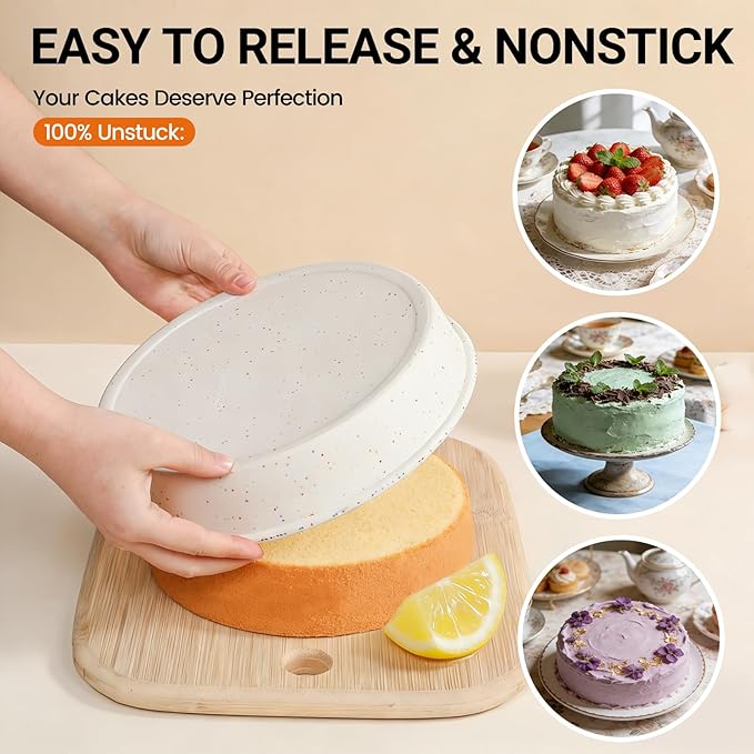 SJ 6 Inch Silicone Round Cake Pan with Metal Reinforced Frame Set of 3, Nonstick Silicone Cake Mold for Baking Suitable for Making Layers, Cheese & Chocolate Cakes