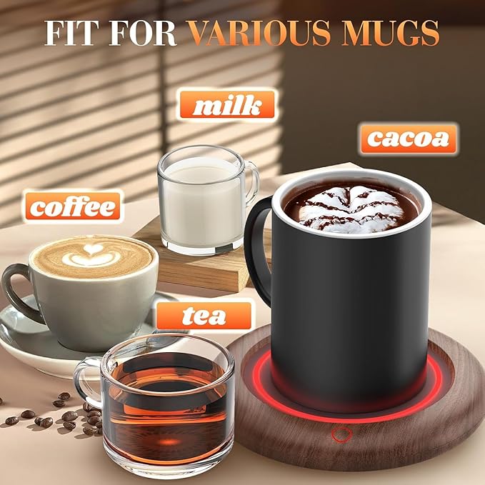 Coffee Mug Warmer, 40W Coffee Cup Warmer for Desk with 3 Temp Settings, Auto Shut Off, Mug Warmer for Home & Office, Smart Electric Beverage Warmer for Heating Coffee, Tea, Water, Milk and Coco