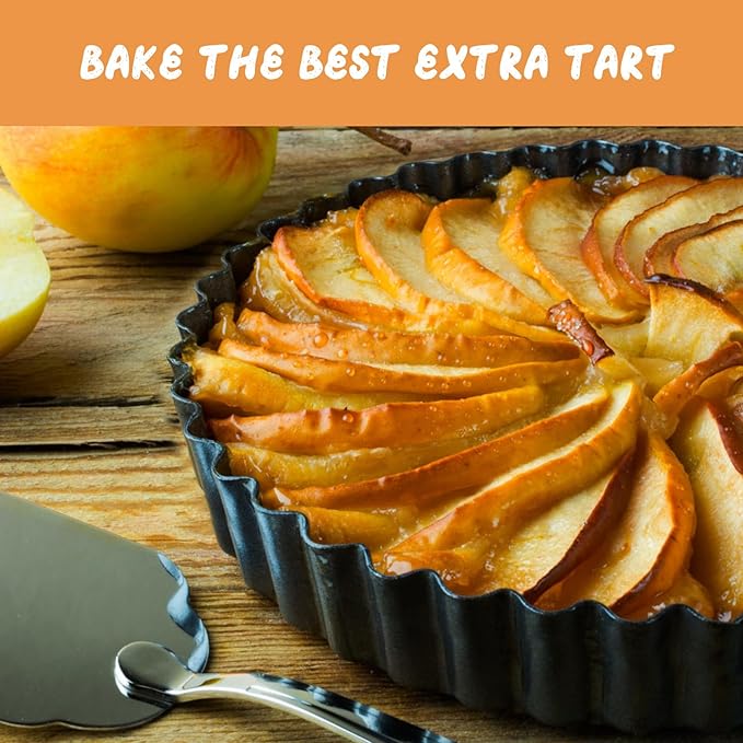RICHSC-PAN Deep Tart Pan, 9.5 x 2.2 Inches Non-Stick Tall Tart Pan Bottom Can Be Removed. Suitable for Making Various Pies, Tarts and Quiche. Easy to Clean is the Choice for Home Baking.