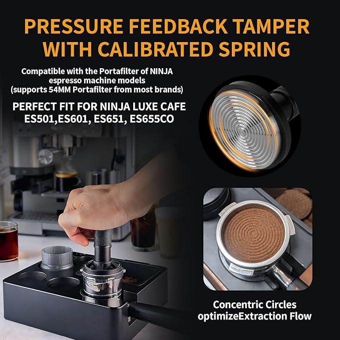 Espresso Accessories Kit for Ninja Luxe Cafe ES601,501,701, 10 Pack Coffee Tools with Feedback Tamper, Distributor,Puck Screen, Dosing Funnel, Cleaning Brushes,latte art,Station,Wdt,Magnet,Clean disk