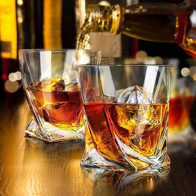 KITNATS Old Fashioned Whiskey Glasses 10 OZ Rocks Glasses Set of 6, Gift Box - Barware For Bourbon, Scotch, Rum glasses, for Men Women