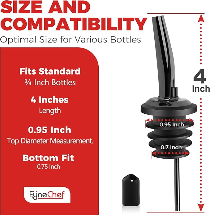 48 Pack Stainless Steel Bottle Pourers for Alcohol, Liquor, and Wine - Bar Accessories, Spouts for Bottles and Dispensers (gun black)