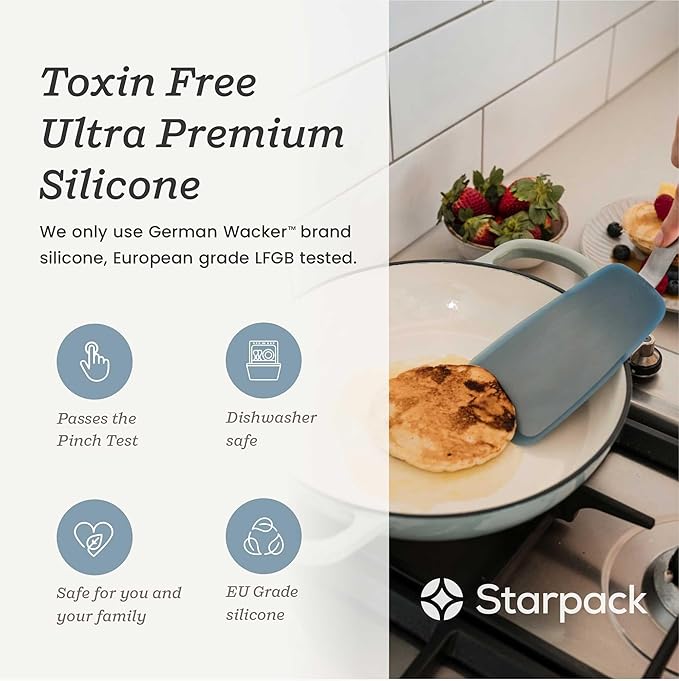Starpack 'Flex & Flip' Flexible Silicone Turner Spatula Set (3 Pcs) - High Heat Resistant Spatulas for Cooking Egg 600°F - Silicone Pancake Turner Spatula, LFGB Grade Non Stick Rubber Kitchen Utensils