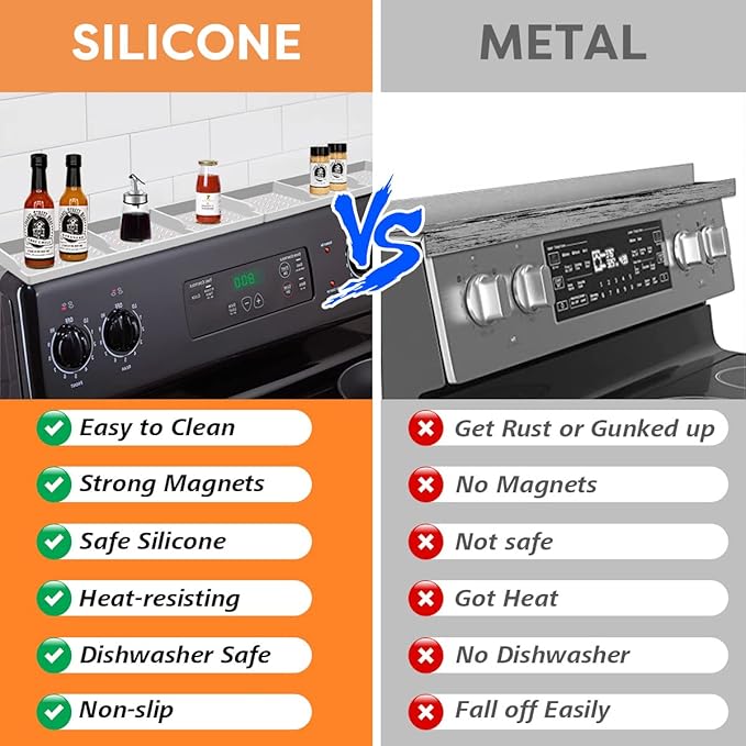 Hydream Stove Top for Silicone Shelf,30 Inch Magnetic Shelf Over the Stove Spice Rack of,Kitchen Organizer Magnet Above Stovetop Flat Back of Storage Suctioned-Light Grey