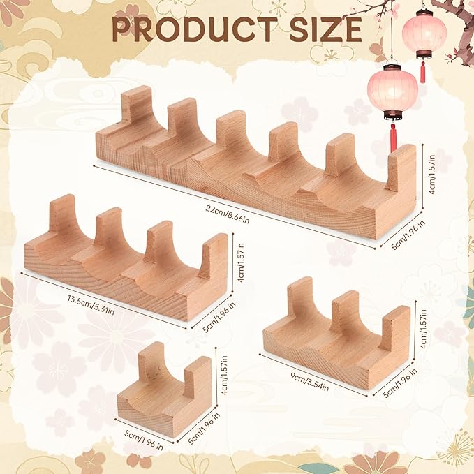 Wooden Taco Holder Stand for Sushi Hand Roll, Temaki & Sushi Roll – 1/2/3/5 Slot Sushi Display Tray, Natural Wood Serving Platter (2 pcs per Pack) (5 Slot (2 pcs))