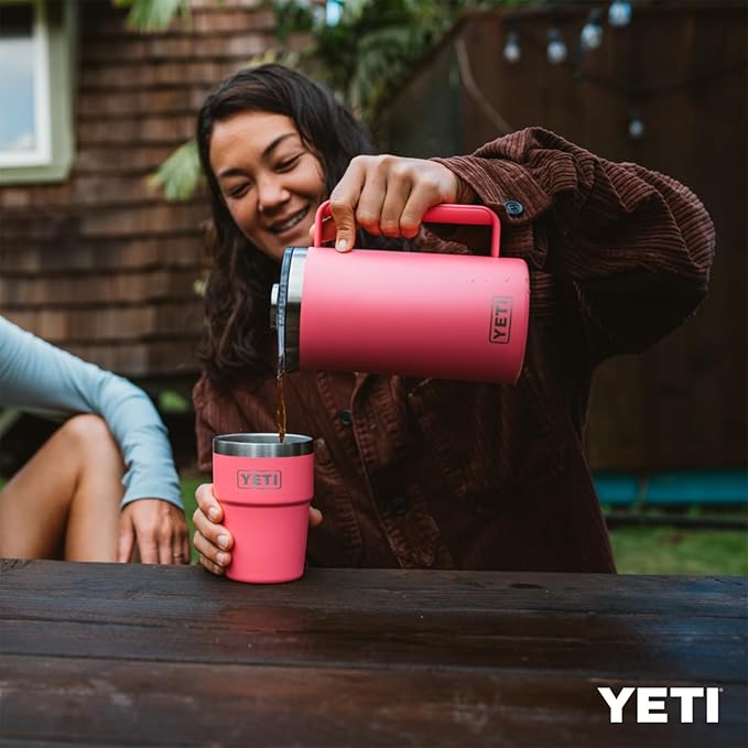 YETI Rambler 34 oz French Press with MagSlider Pitcher Lid Set, Tropical Pink
