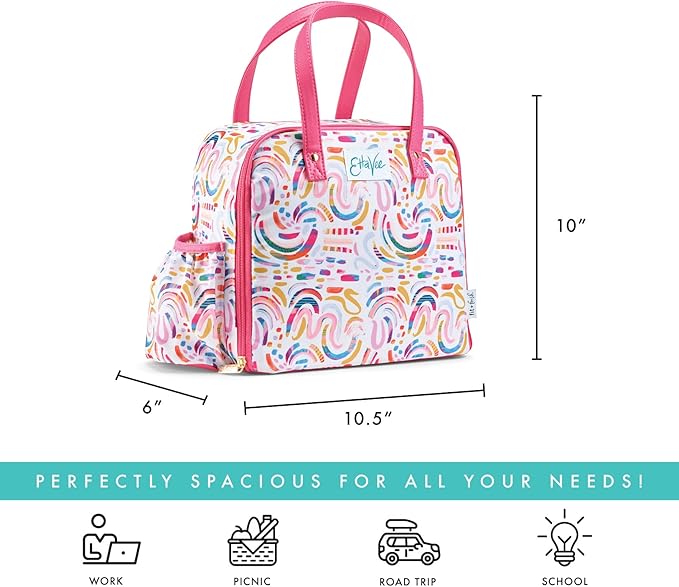 Fit & Fresh Lunch Bag For Women, Insulated Womens Lunch Bag For Work, Leakproof & Stain-Resistant Large Lunch Box For Women With Containers, Tumbler and Ice Pack, Zipper Closure Wichita Bag Rainbow