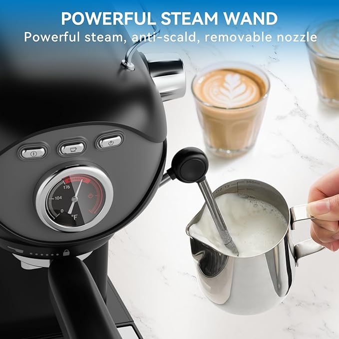 XIXUBX Espresso Machine, 20 Bar Pump Temperature Control, Compact Espresso Maker with Steam Milk Frother, Professional Coffee Makers for Home, Cappuccino Latte Machine, Gifts for Coffee Lover