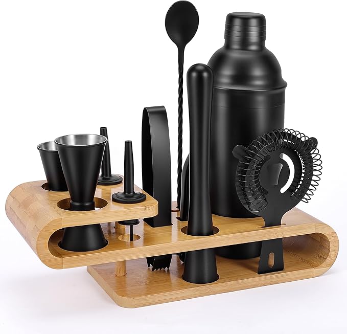 Cocktail Shaker Set - 12-Piece Complete Bartender Kit for Home Bar and Cocktail Making - Includes Cocktail Shaker, Bar Tools, and Barware Tool Sets