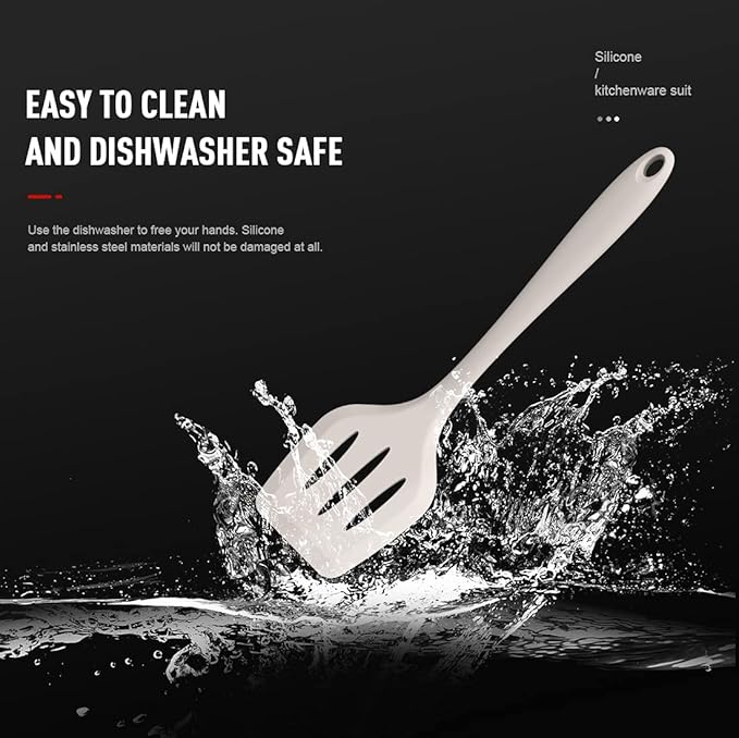 AOTHOD Silicone Cooking Utensils Set - 446°F Heat Resistant Kitchen Utensils,Turner Tongs,Spatula,Spoon,Brush,Whisk,Kitchen Utensil Gadgets Tools Set for Nonstick Cookware,Dishwasher Safe (BPA Free)
