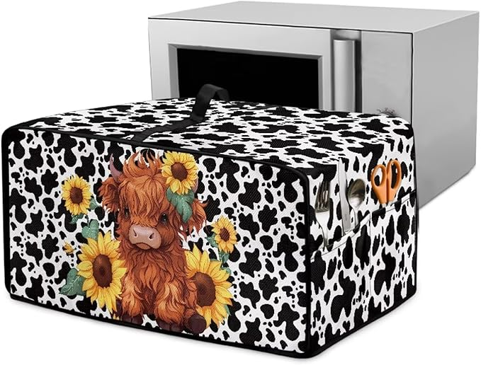 Countertop Convection Oven Cover Dust Protection Air Fryer Toaster Oven Covers for Home Kitchen Decorations 18.5 x 22.5 x 13 inches, L, Sunflower Highland Cow Print