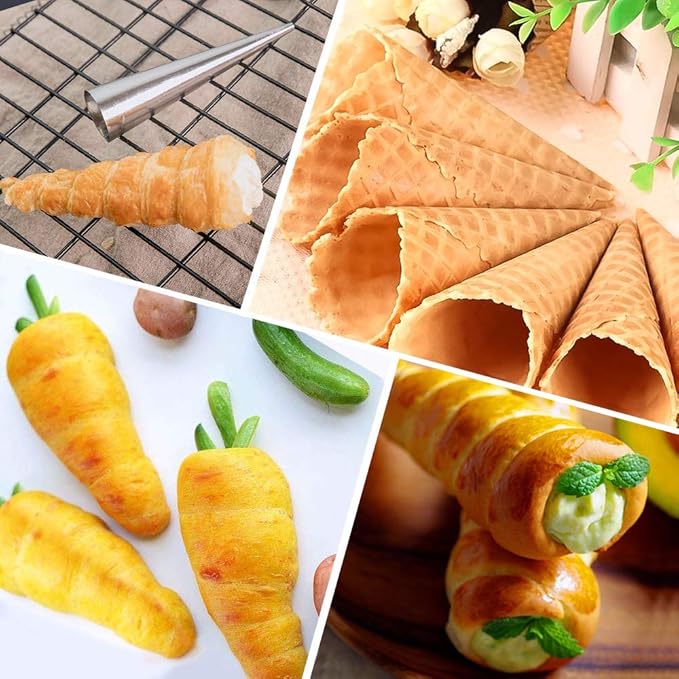 30 Pack Cream Horns Molud Set, Large Stainless Steel Canolis Forms Cannoli Kit for Baking Cannolis, Croissant Shell, Cream Roll Dessert, Safety Filled Edges