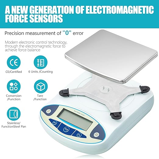 CXRCY High Precision Lab Scale 6000g x 0.001g, Analytical Electronic Balance with 11 Unit Conversion. Portable Gram Scale for Jewelry, Kitchen, Scientific & Scientific Use