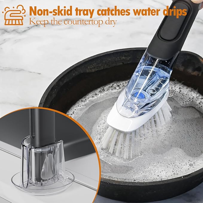 Soap Dispensing Replacement Dish Brush Storage Set
