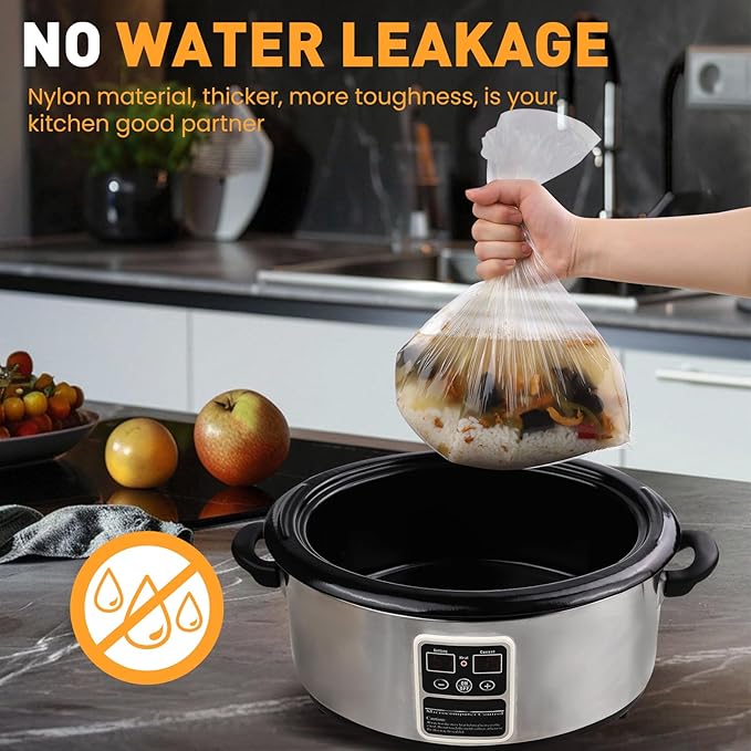 30 Pack Slow Cooker Liners, Large Size 13"x 21" Cooking Bags Disposable Pot Liners, Plastic Slow Cooker Bags Fits 3-8 Quarts, BPA Free, Suitable for Oval & Round Pot