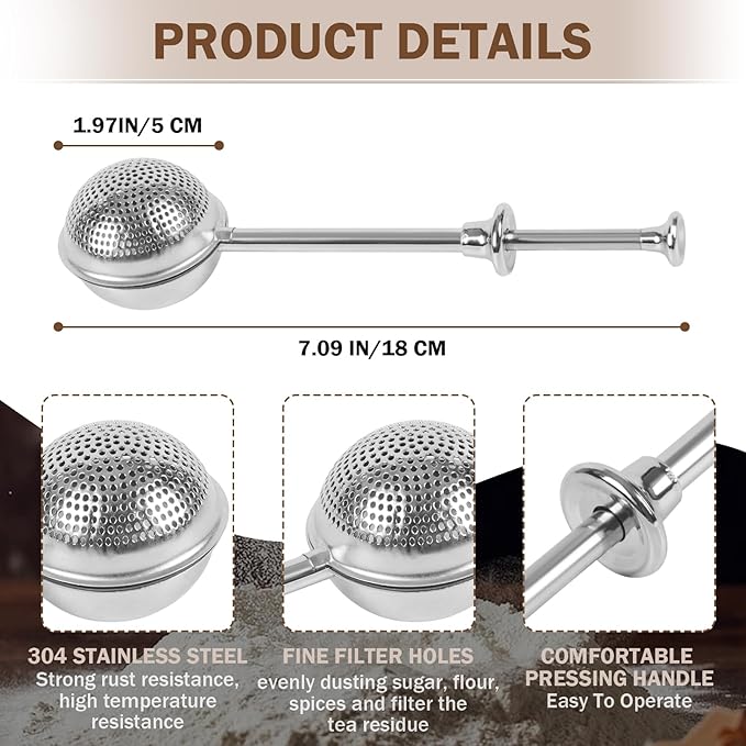 Stainless Steel Tea Strainer,Tea ball Strainers for Loose Tea,Loose Leaf Tea Steeper Fine Mesh Strainer Reusable，Tea Infuser One-Hand Operated Spring-Loaded