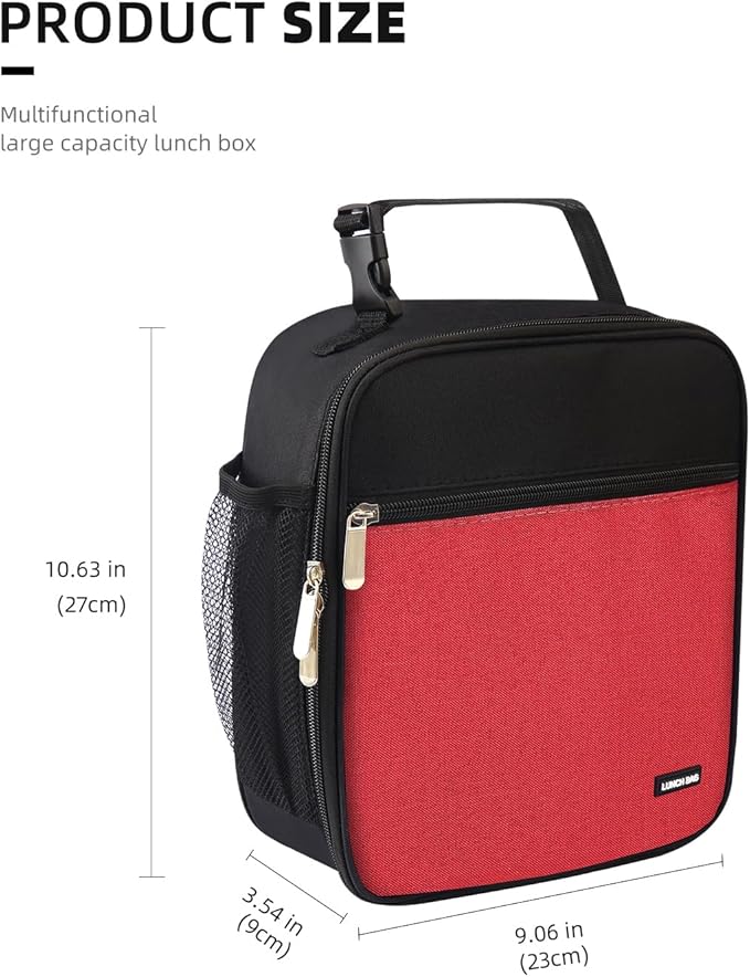 Lovoeo Lunch box Lunch bag for men women Insulated Lunchbox Lunch bags for Work Picnic Travel (Thicken hot red)