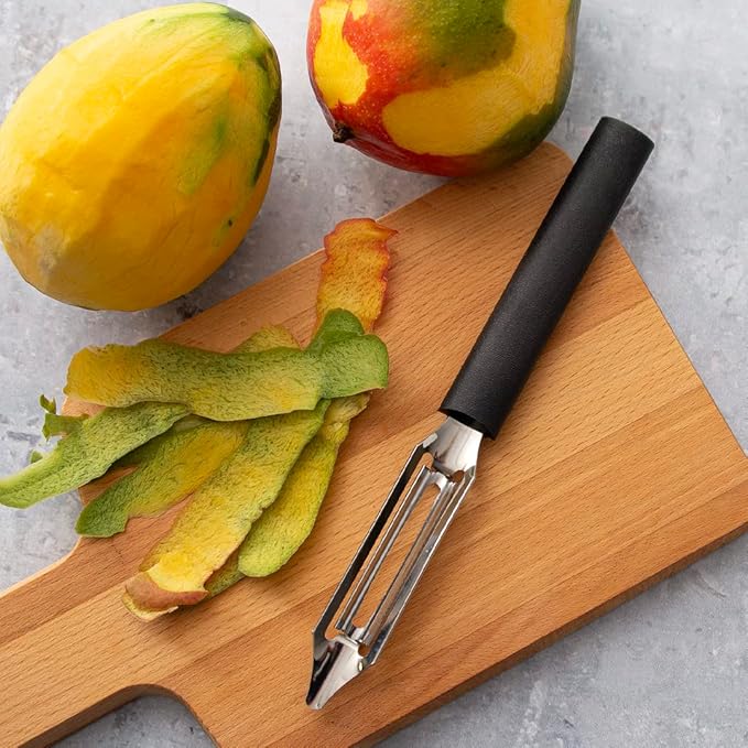 Rada Cutlery Deluxe Vegetable Peeler (W241), 2" Stainless Steel Swiveling Blade, Black Handle