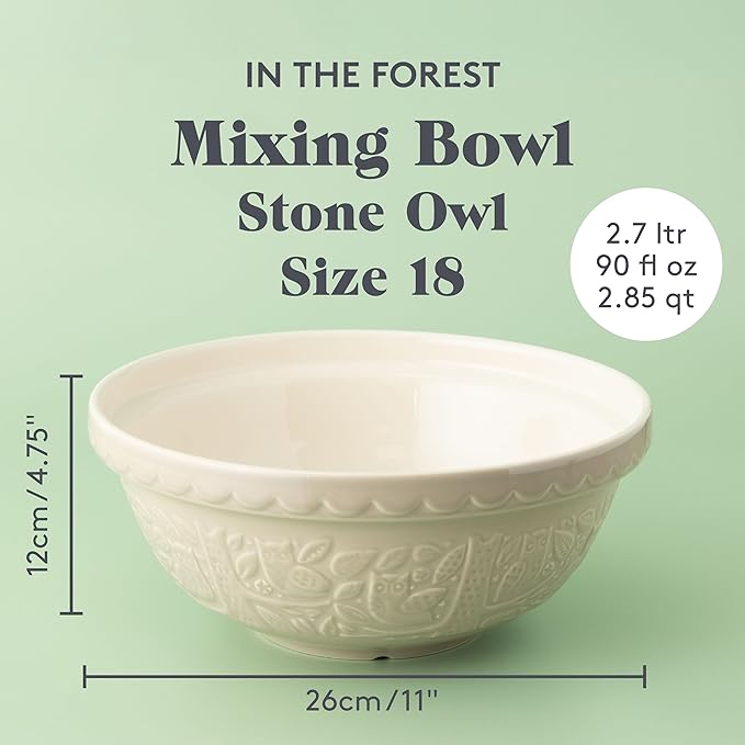 Mason Cash | S18 Owl Embossed Mixing Bowl - 2.85 Quart