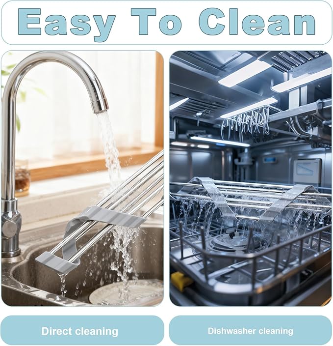 Triangle Dish Drying Rack, Corner Sink Caddy, Over The Sink Corner Drainer with Sponge Holder | Foldable, Non-Slip Stainless Steel for Kitchen Sink | Space Saving Design