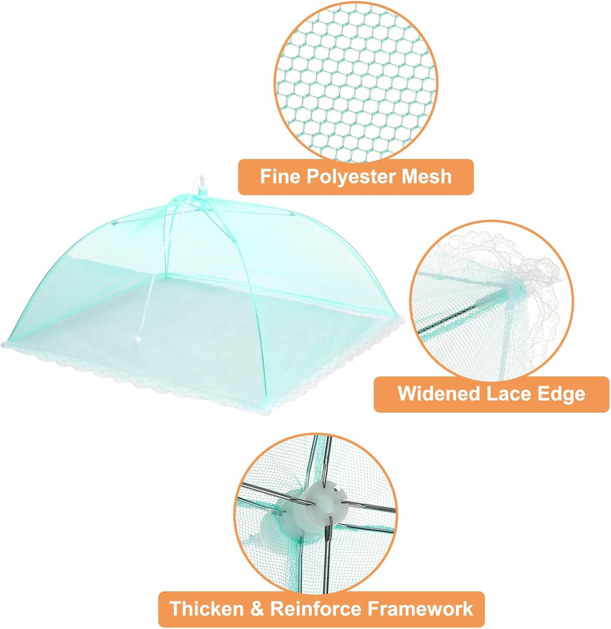 uxcell 3 Pcs Large and Tall Food Covers 17" Mesh Food Covers for Outdoors Collapsible Food Protector Covers Tent for Parties Outdoor Picnics BBQs, Light Green