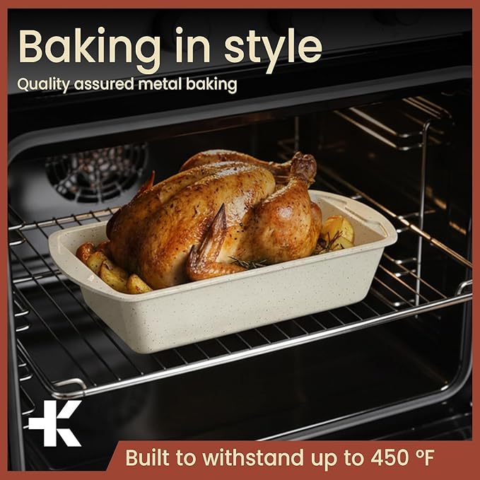 Nonstick Loaf Pan Set Pack of 4, 7" to 11" Large Baking Bread Pan, Oven Safe Up to 450°F, PFOA, PFOS, PTFE Free, Space Saving Stackable Design, Stain Resistant, Dishwasher Friendly, White Marble