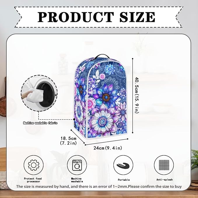 Bright Blossoms Toaster and Blender Cover Set Boho Mandala Floral Small Appliance Cover Kitchen Accessories Size M