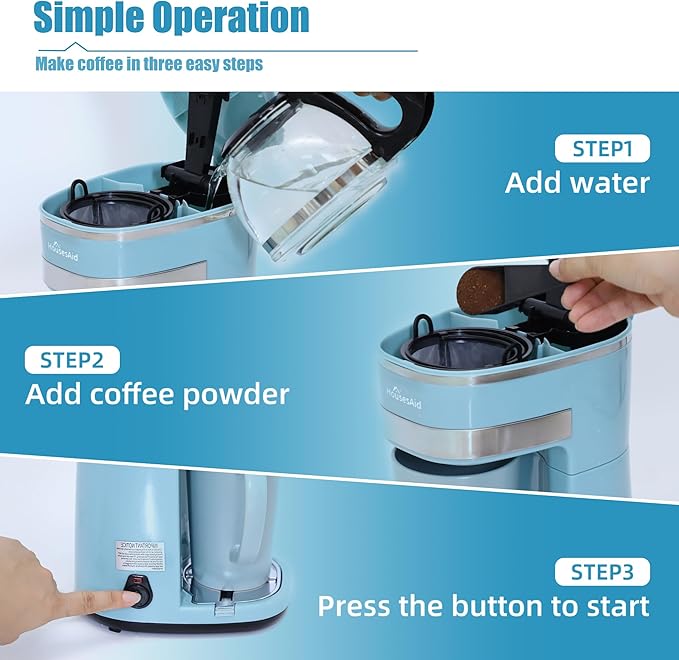 Coffee Machine, Single Serve Coffee Maker,One Cup Coffee Maker with Reusable Filter & One-touch Control Button, Portable Brewer for Camping, Travel & Home, Easy To Clean& Store, 15oz/450ml