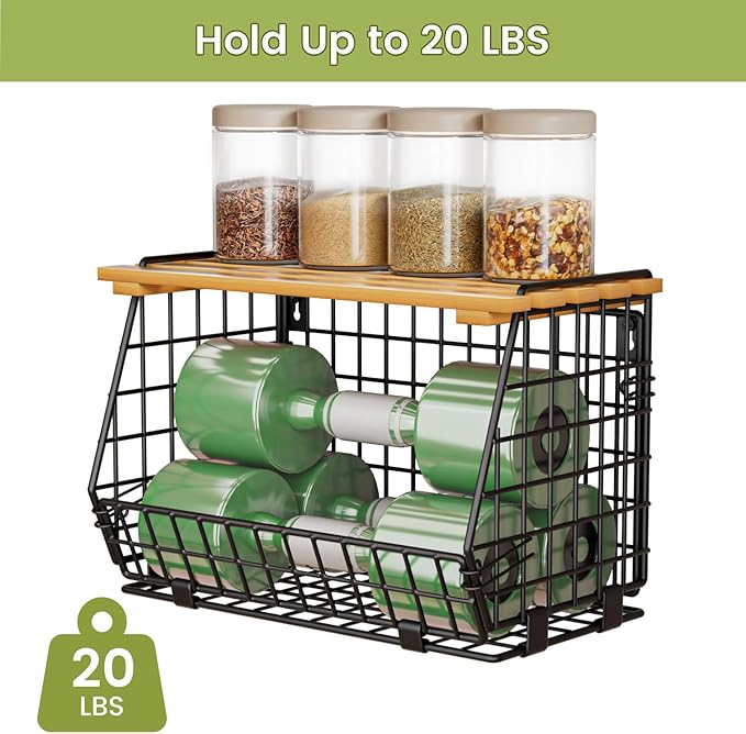 Wire Fruit Basket for Kitchen Storage: Hanging and Counter Basket for Vegetable Produce - Potato and Onion Storage for Pantry 3 Pack