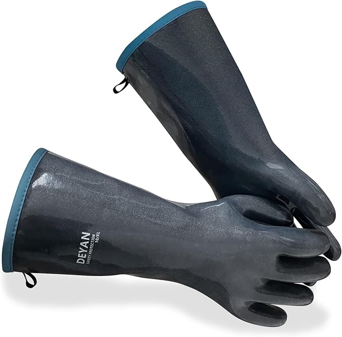 DEYAN Silicone BBQ Gloves, 600°F Heat Resistant Oven Mitts for Grilling, Smoking & Baking - Waterproof, Oil Proof Non-Slip Kitchen Gloves for Cooking, Frying, BBQ Accessories(10/XL)